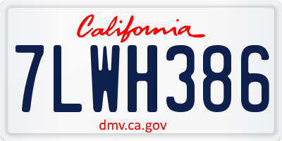 CA license plate 7LWH386