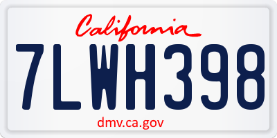 CA license plate 7LWH398