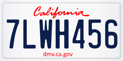 CA license plate 7LWH456