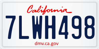CA license plate 7LWH498