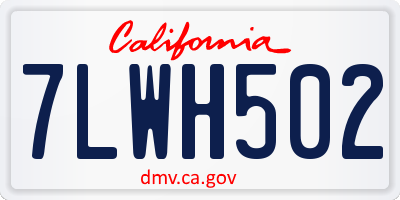 CA license plate 7LWH502