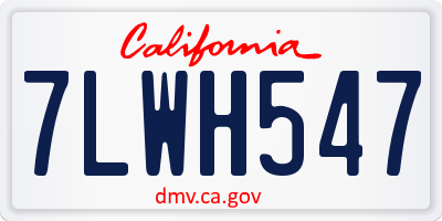 CA license plate 7LWH547