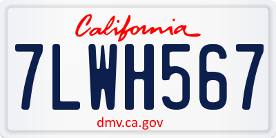 CA license plate 7LWH567