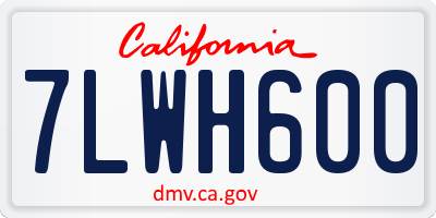 CA license plate 7LWH600