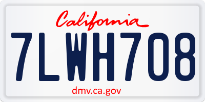 CA license plate 7LWH708
