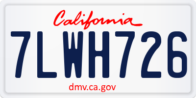 CA license plate 7LWH726