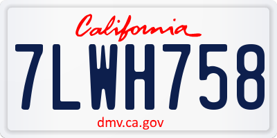 CA license plate 7LWH758