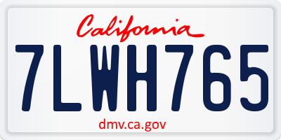 CA license plate 7LWH765