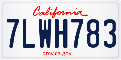 CA license plate 7LWH783