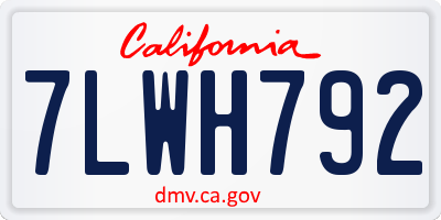CA license plate 7LWH792