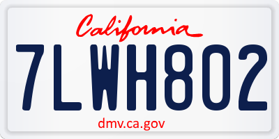 CA license plate 7LWH802