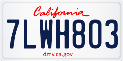 CA license plate 7LWH803