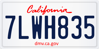 CA license plate 7LWH835