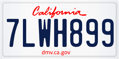 CA license plate 7LWH899