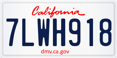 CA license plate 7LWH918