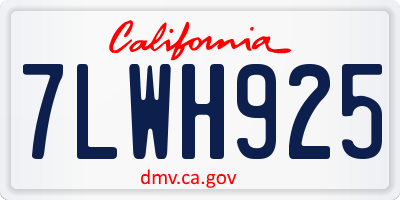 CA license plate 7LWH925