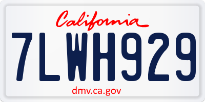 CA license plate 7LWH929