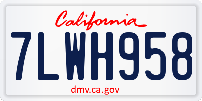 CA license plate 7LWH958