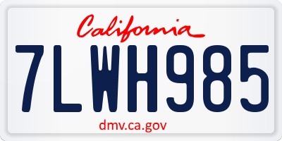 CA license plate 7LWH985