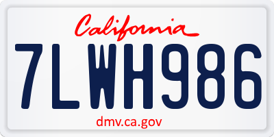CA license plate 7LWH986