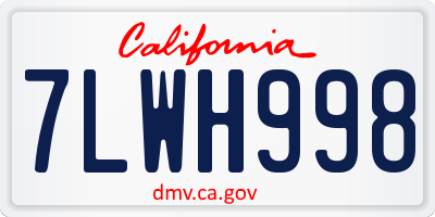 CA license plate 7LWH998