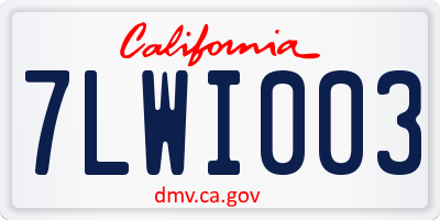 CA license plate 7LWI003