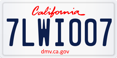 CA license plate 7LWI007