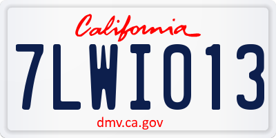 CA license plate 7LWI013