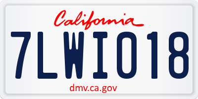 CA license plate 7LWI018