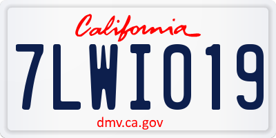 CA license plate 7LWI019