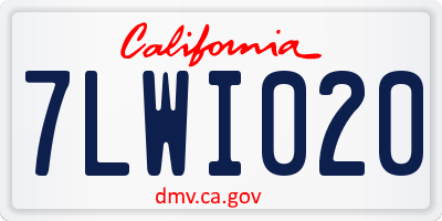 CA license plate 7LWI020