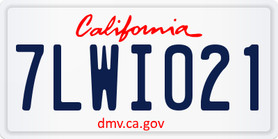 CA license plate 7LWI021