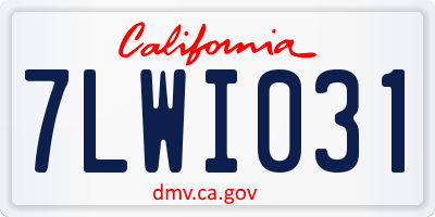 CA license plate 7LWI031