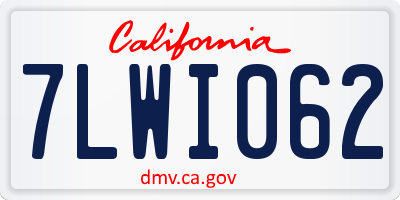 CA license plate 7LWI062