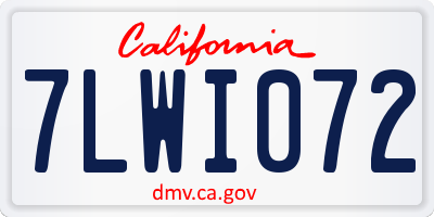 CA license plate 7LWI072