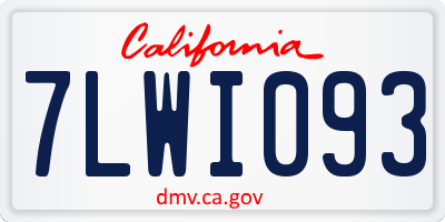 CA license plate 7LWI093