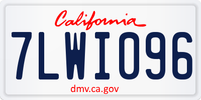 CA license plate 7LWI096