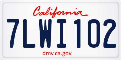CA license plate 7LWI102