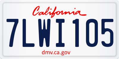 CA license plate 7LWI105
