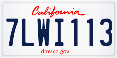 CA license plate 7LWI113