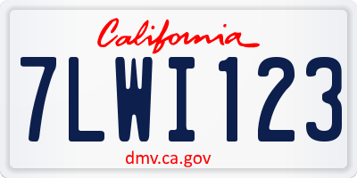 CA license plate 7LWI123