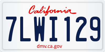 CA license plate 7LWI129