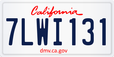 CA license plate 7LWI131
