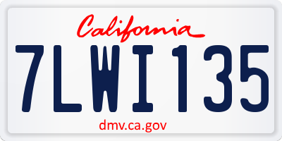 CA license plate 7LWI135