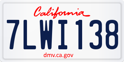 CA license plate 7LWI138