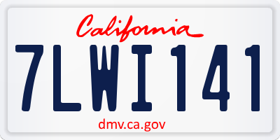 CA license plate 7LWI141