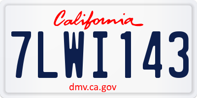 CA license plate 7LWI143
