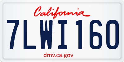CA license plate 7LWI160