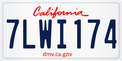 CA license plate 7LWI174