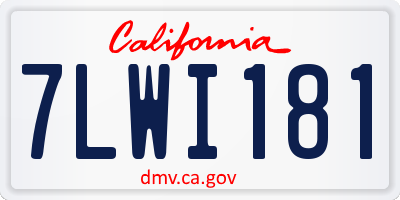 CA license plate 7LWI181